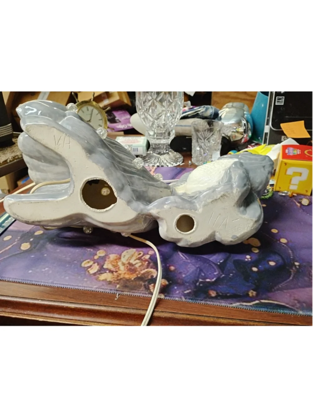 Vintage 1953 Brest MFG Co gray wave koi fish lamp Working